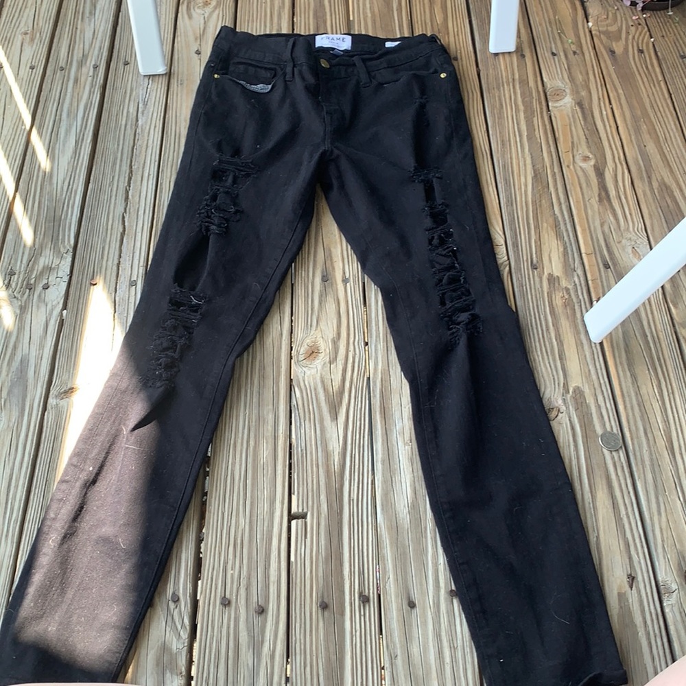 Frame Distressed Skinny Jeans